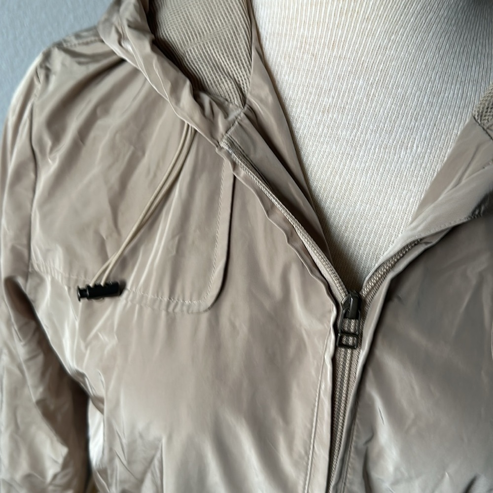 Talbots jacket size 14 cream gold ir hooded double zipper drawstring coat - Picture 2 of 11